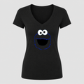 Women's Cookie Monster V Neck T-Shirt in black