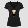 Women's Elmo Face V Neck T-Shirt in black