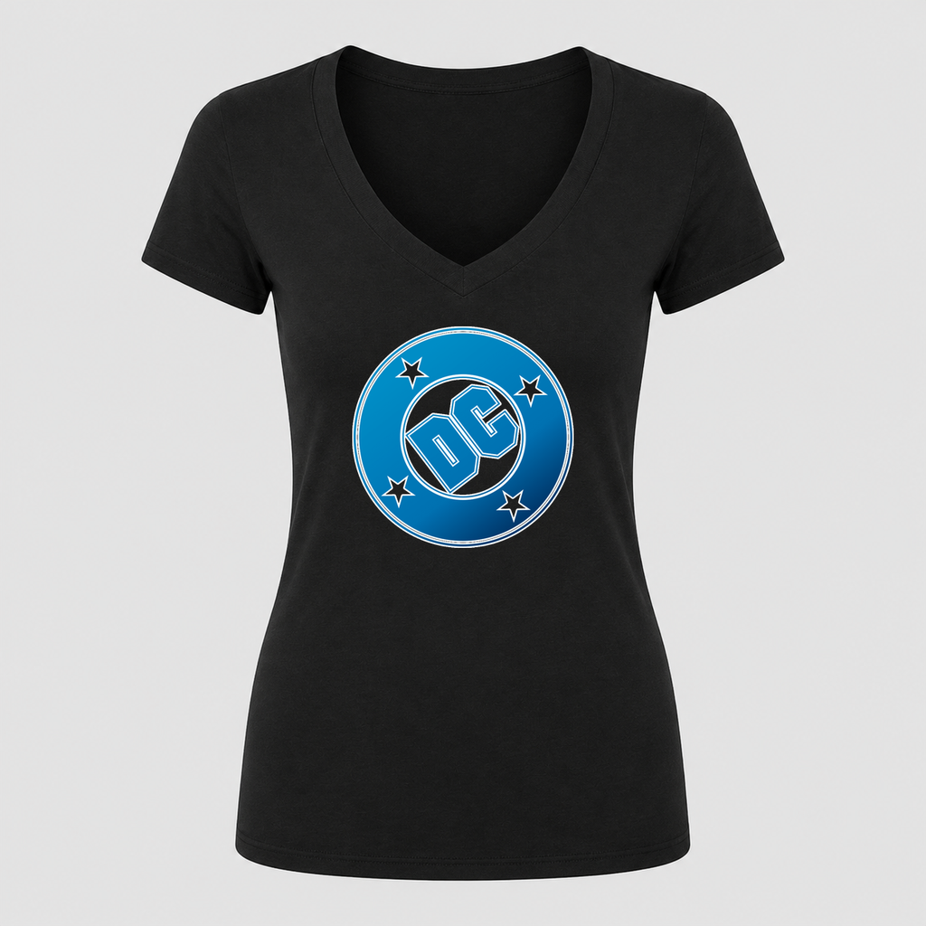 Women's DC Comics V Neck T-Shirt in black