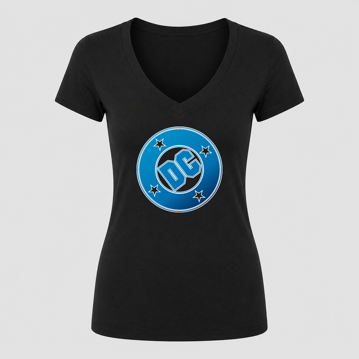 Women's DC Comics V Neck T-Shirt in black