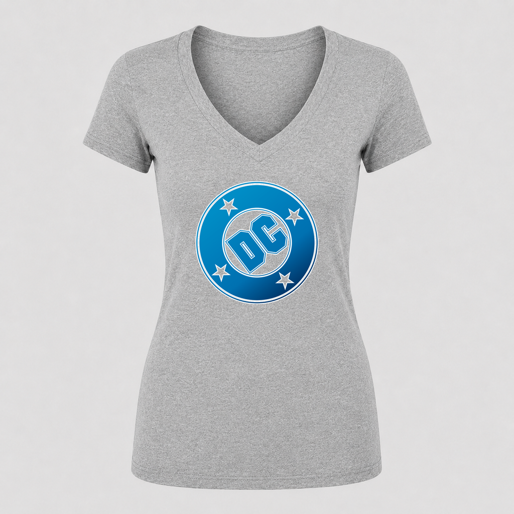 Women's DC Comics V Neck T-Shirt in gray