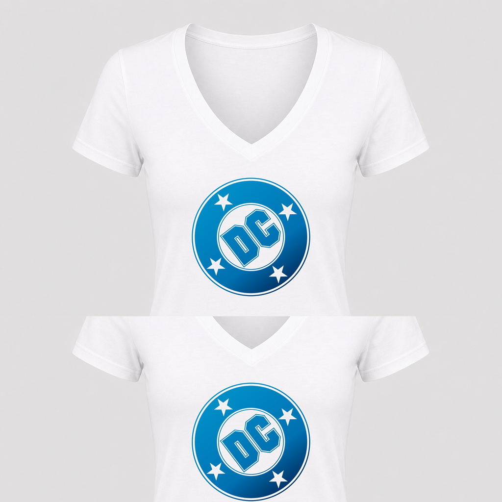 Women's DC Comics V Neck T-Shirt in white