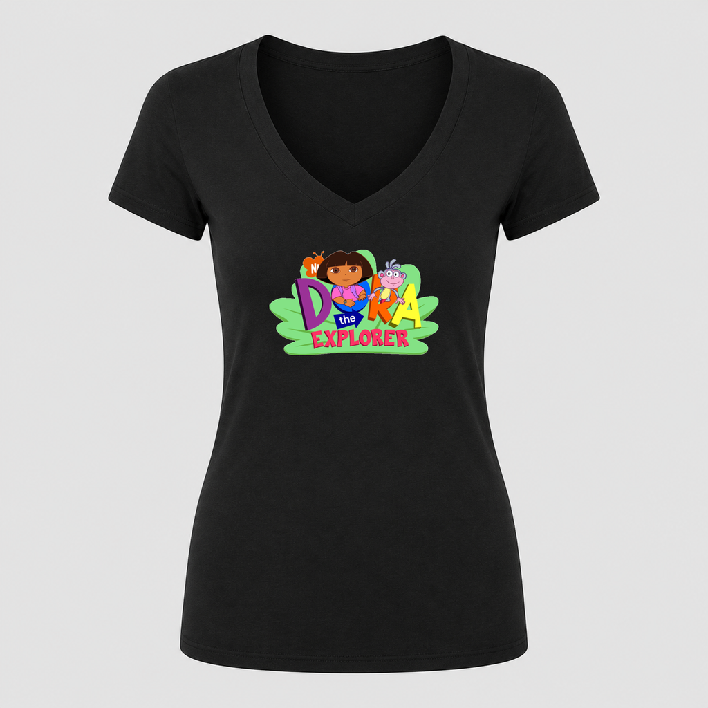 Women's Dora the Explorer V Neck T-Shirt in black