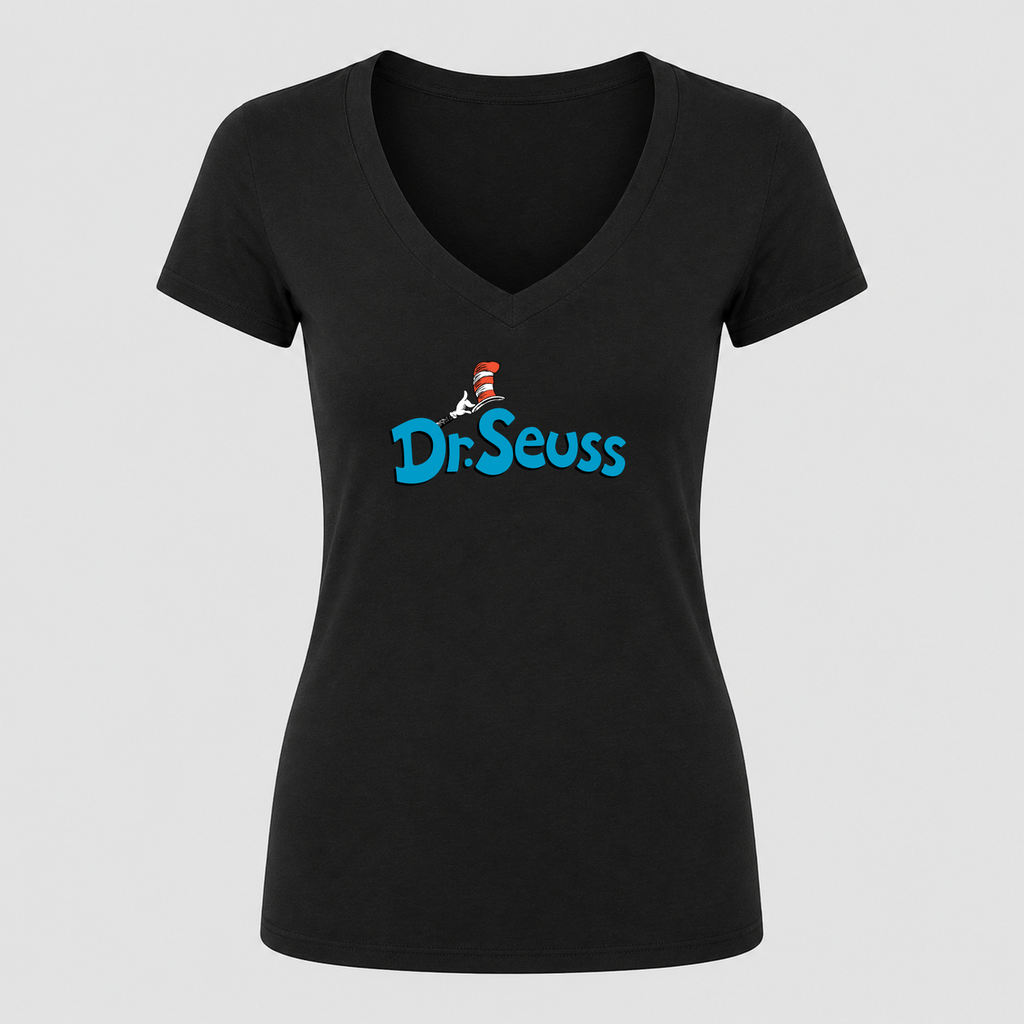 Women's Dr. Seuss V Neck T-Shirt in black
