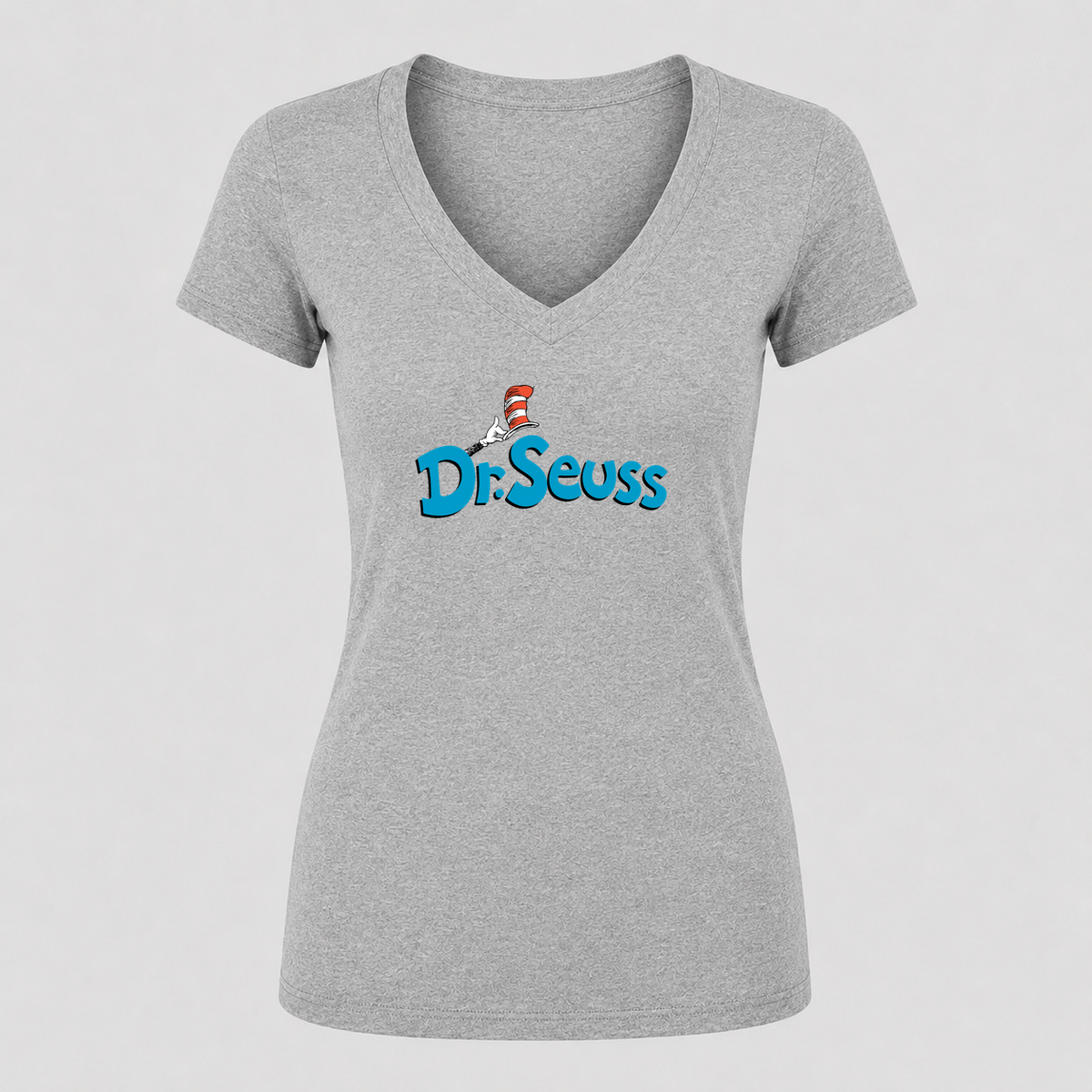 Women's Dr. Seuss V Neck T-Shirt in gray