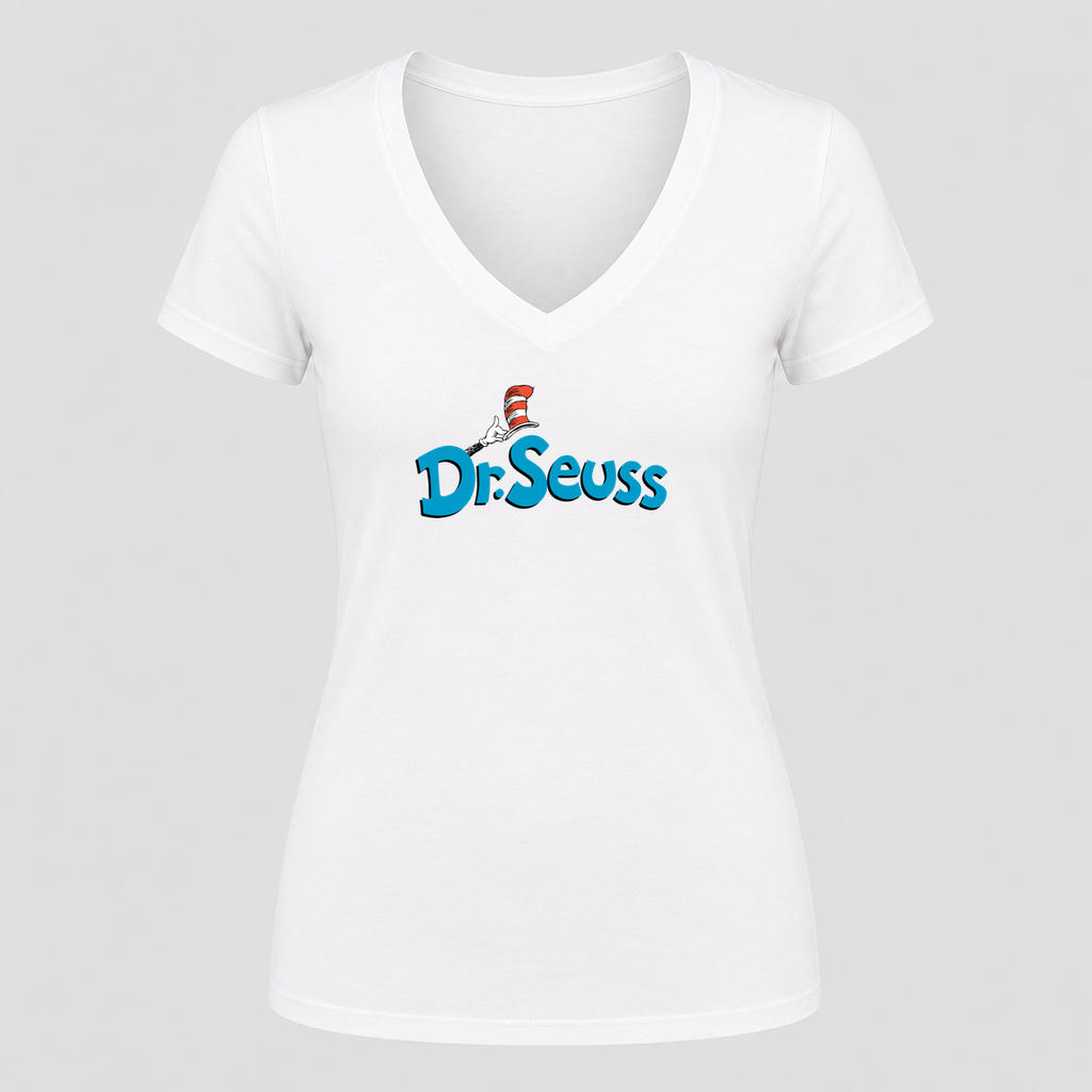 Women's Dr. Seuss V Neck T-Shirt in white
