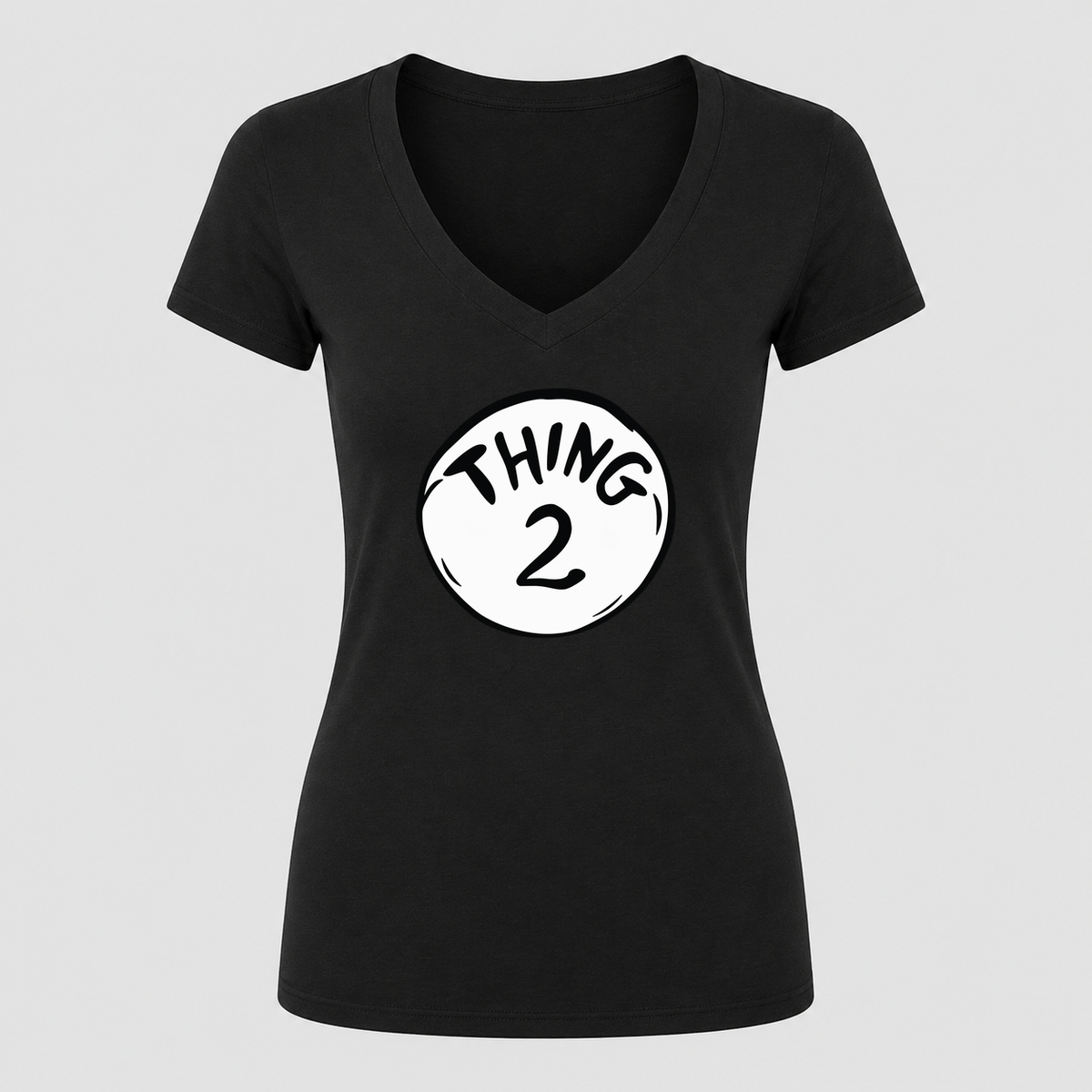Women's Dr. Seuss Thing 2 V Neck T-Shirt in black