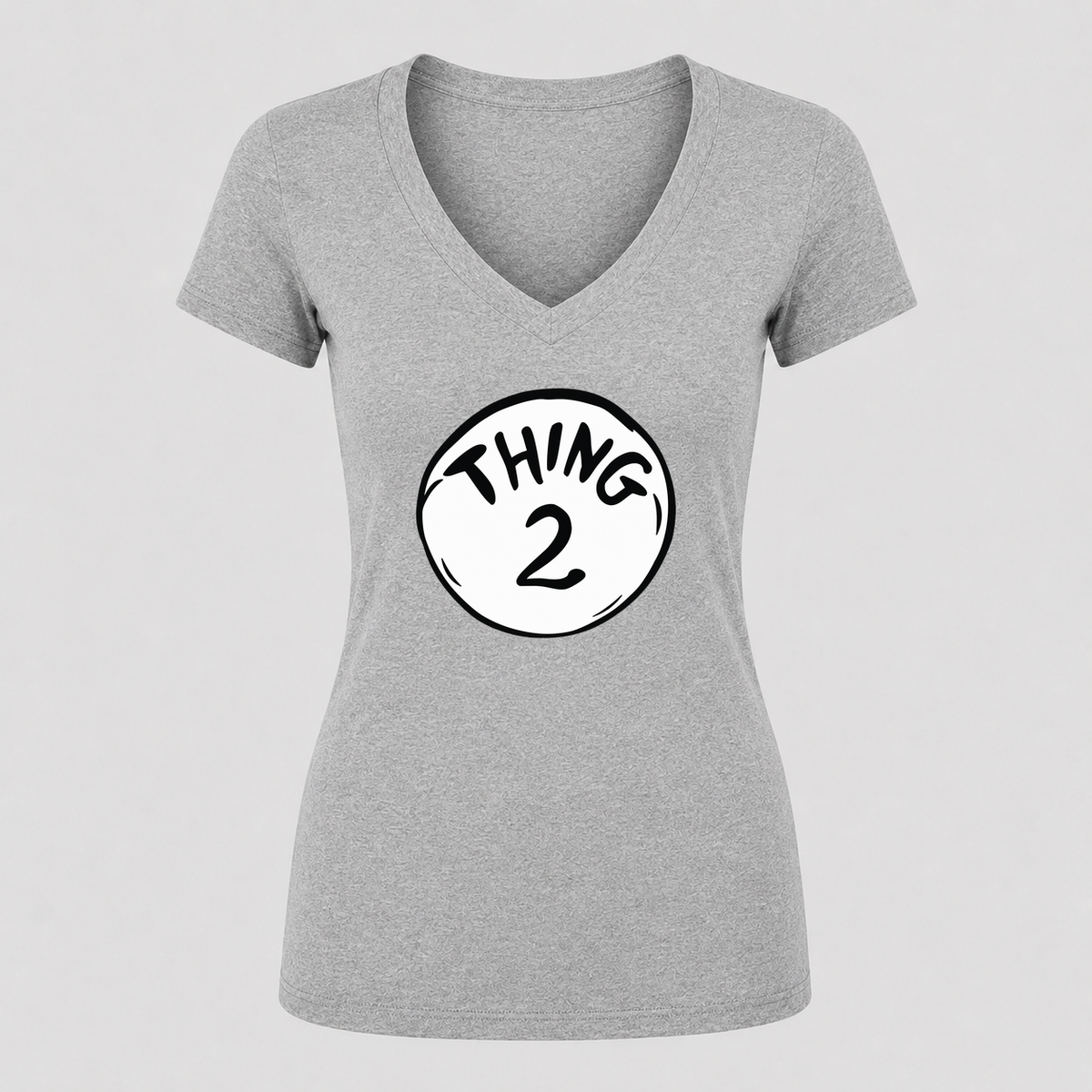 Women's Dr. Seuss Thing 2 V Neck T-Shirt in gray