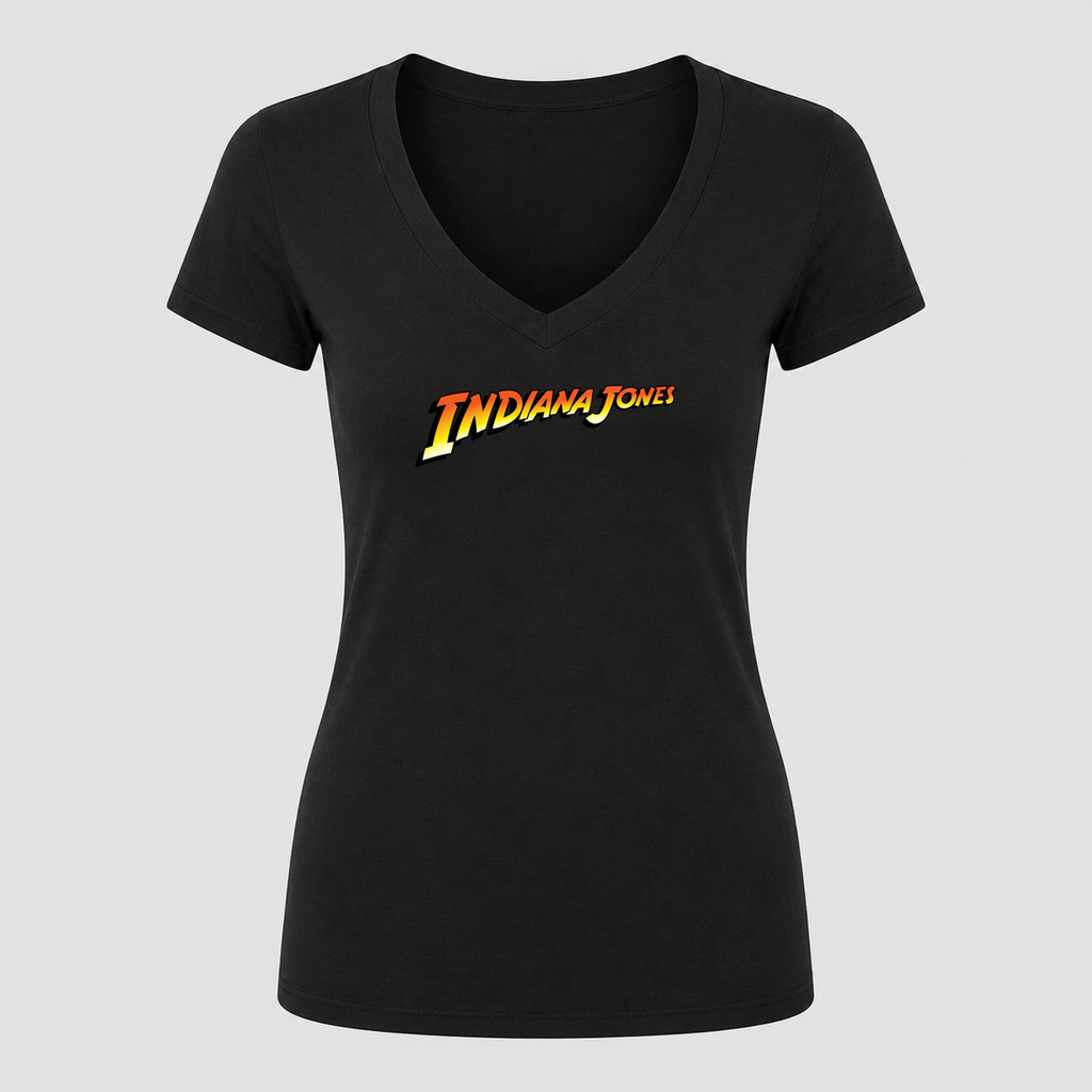 Women's Indiana Jones V Neck T-Shirt in black