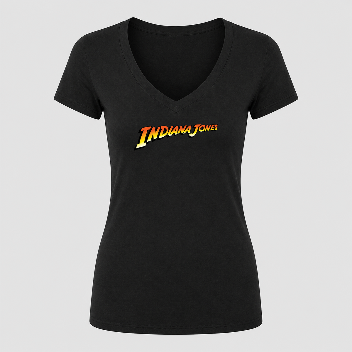 Women's Indiana Jones V Neck T-Shirt in black