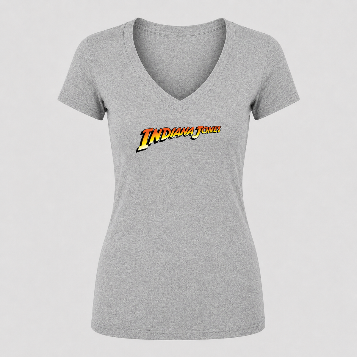 Women's Indiana Jones V Neck T-Shirt in gray