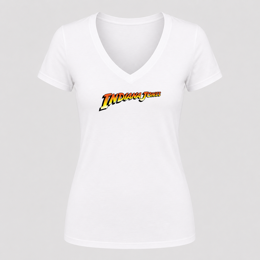 Women's Indiana Jones V Neck T-Shirt in white
