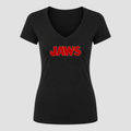 Women's Jaws V Neck T-Shirt in black