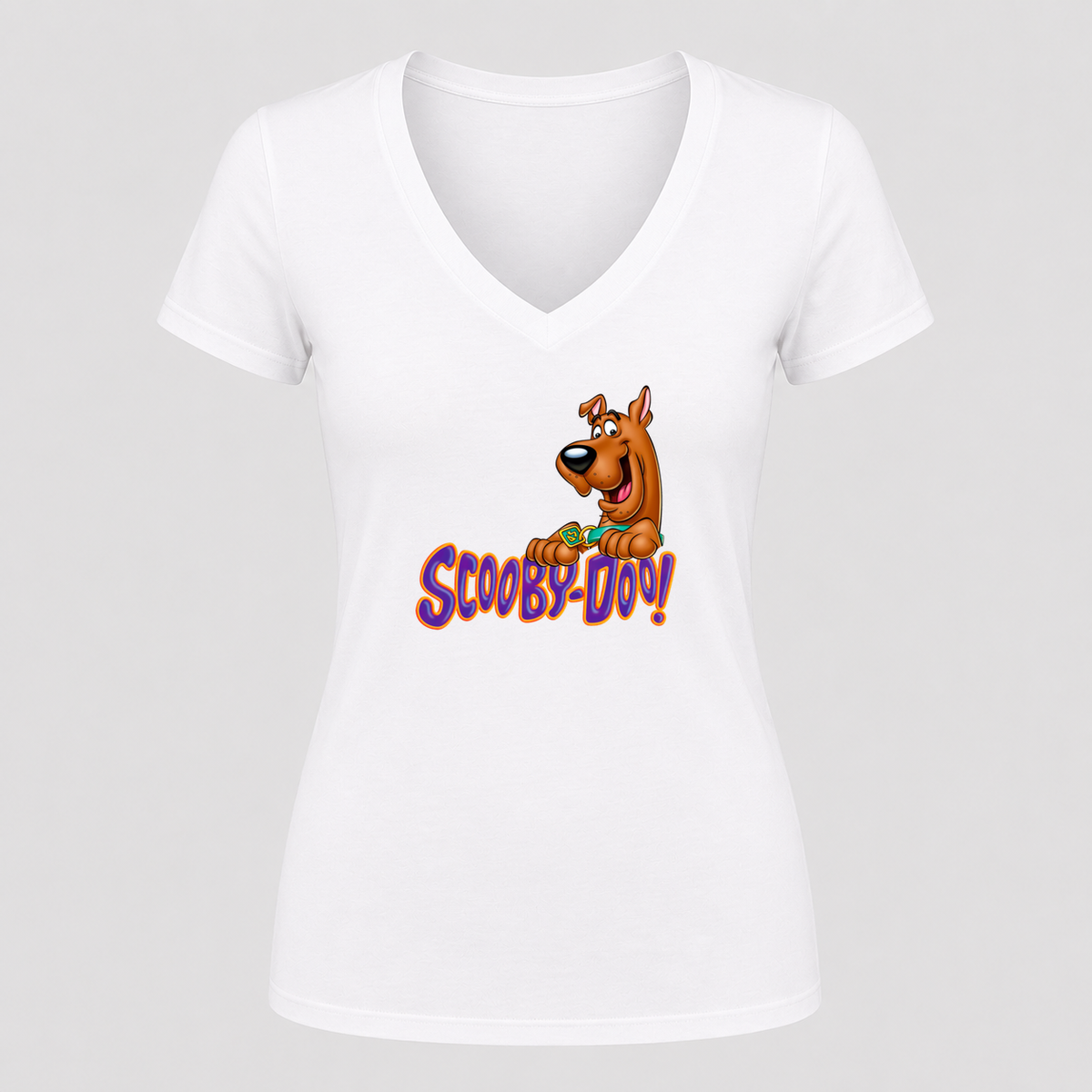 Women's Scooby-Doo V Neck T-Shirt in white