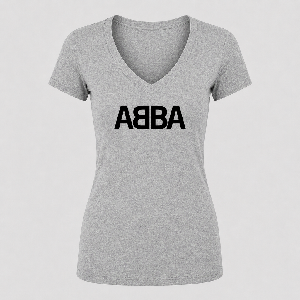 Women's ABBA V Neck T-Shirt in gray