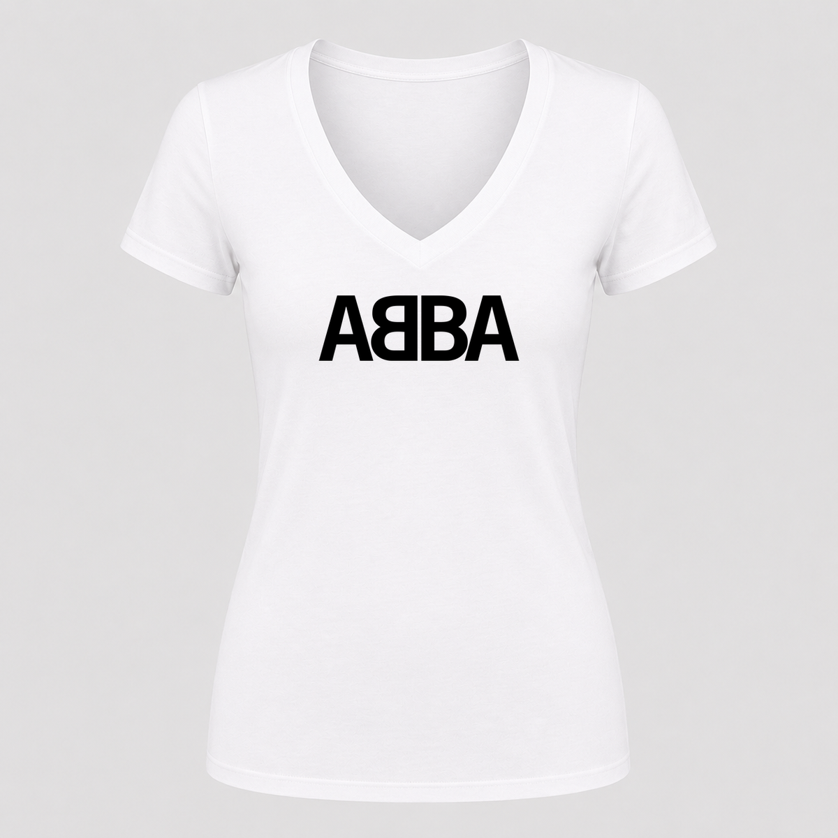 Women's ABBA V Neck T-Shirt in white