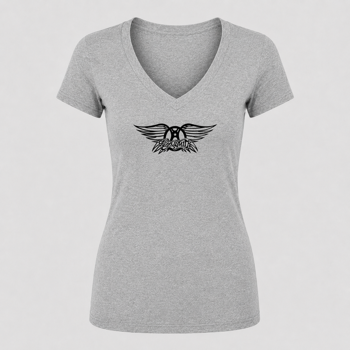Women's Aerosmith V Neck T-Shirt in gray