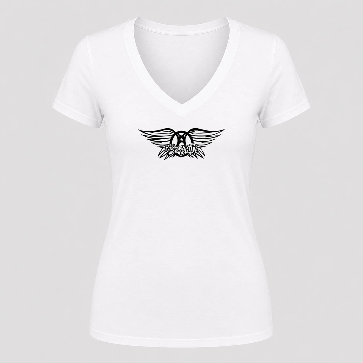 Women's Aerosmith V Neck T-Shirt in white