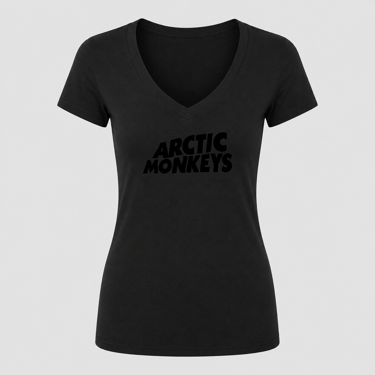 Women's Arctic Monkeys V Neck T-Shirt in black