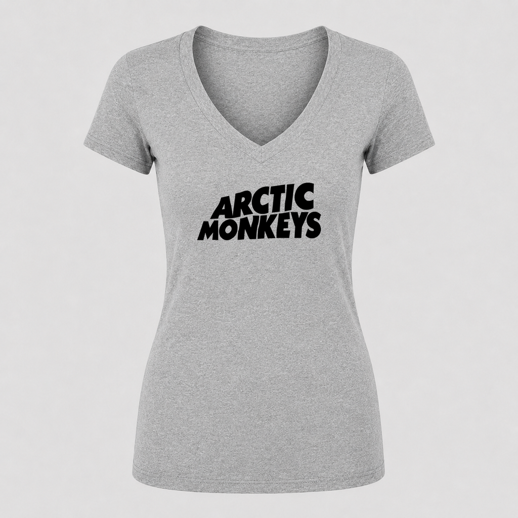 Women's Arctic Monkeys V Neck T-Shirt in gray