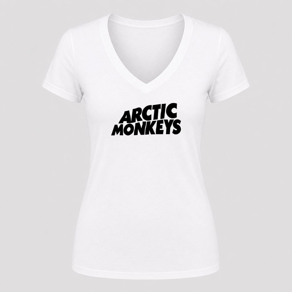 Women's Arctic Monkeys V Neck T-Shirt in white