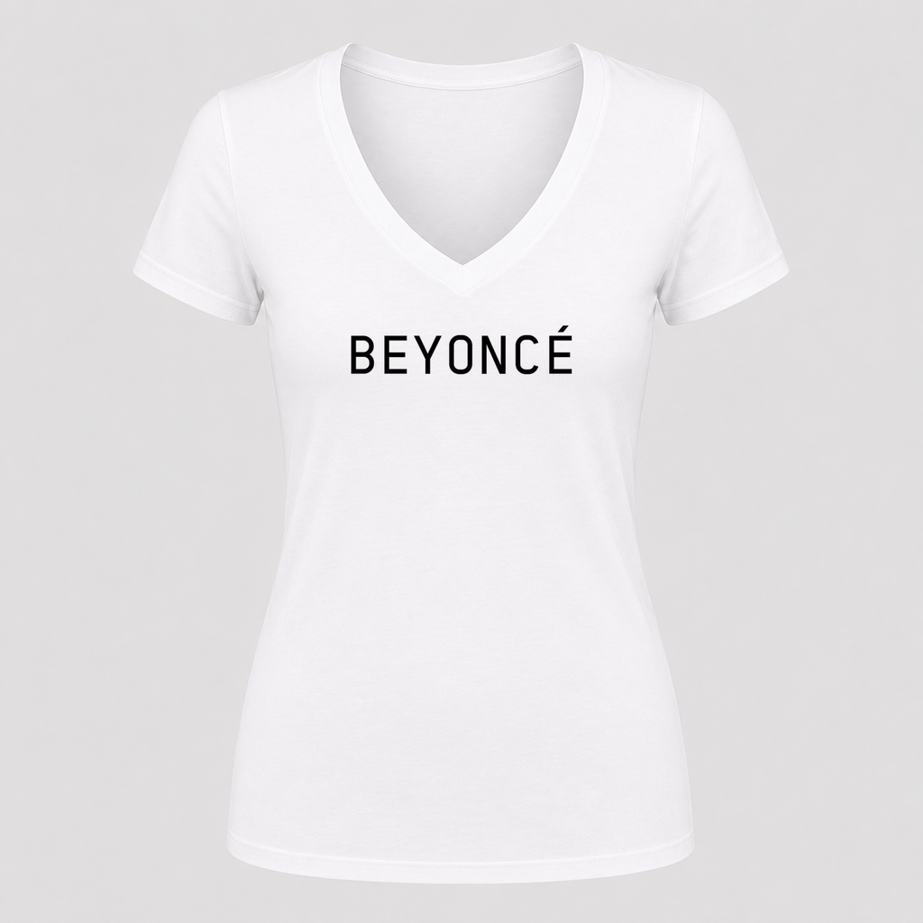 Women's Beyoncé V Neck T-Shirt in white