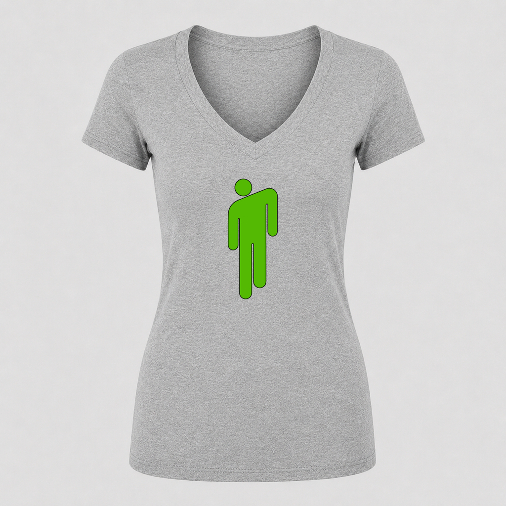 Women's Billie Eilish V Neck T-Shirt in gray