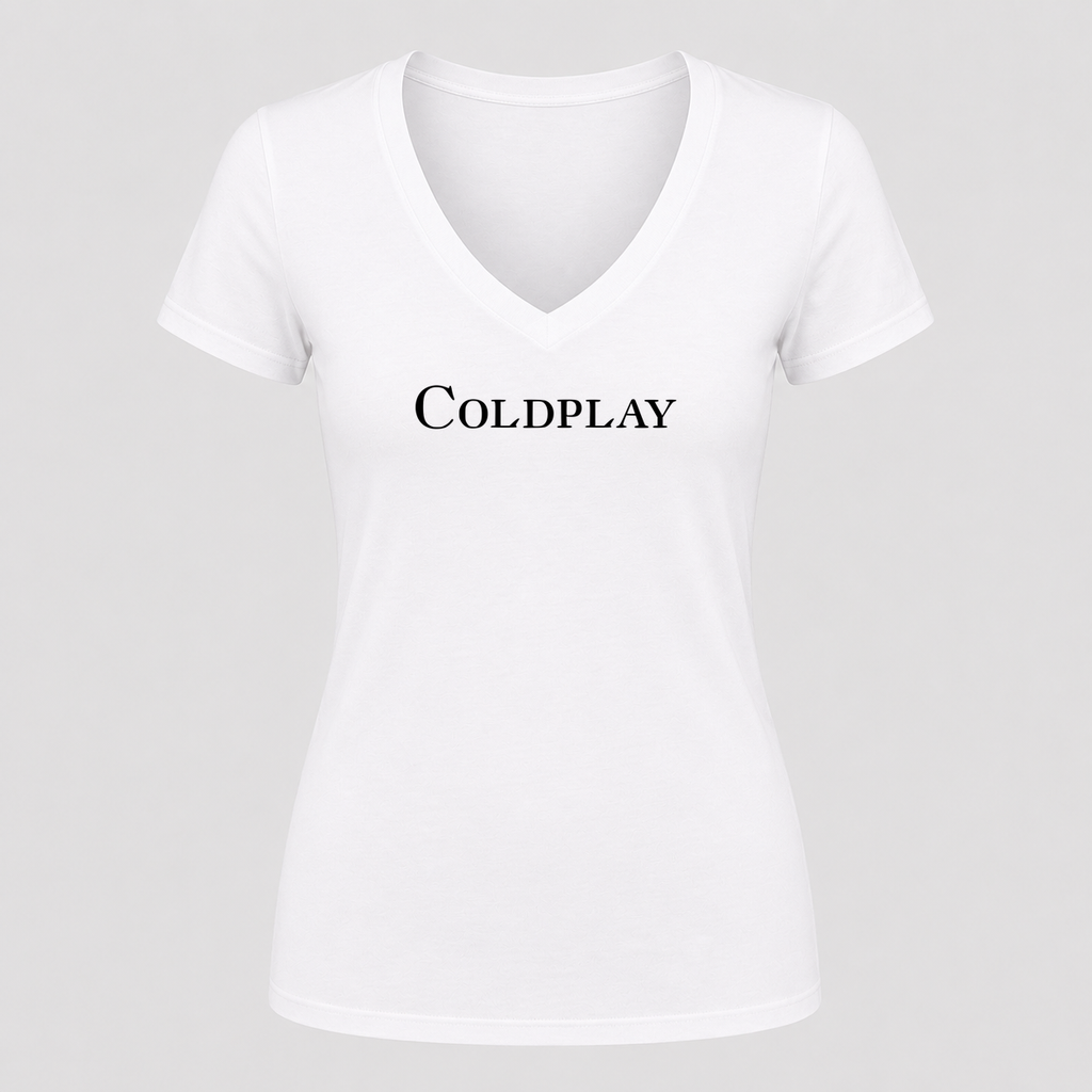 Women's Coldplay V Neck T-Shirt in white