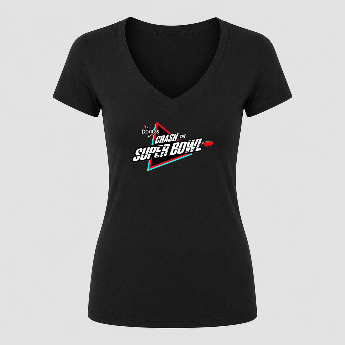 Women's Crash the Super Bowl V Neck T-Shirt in black