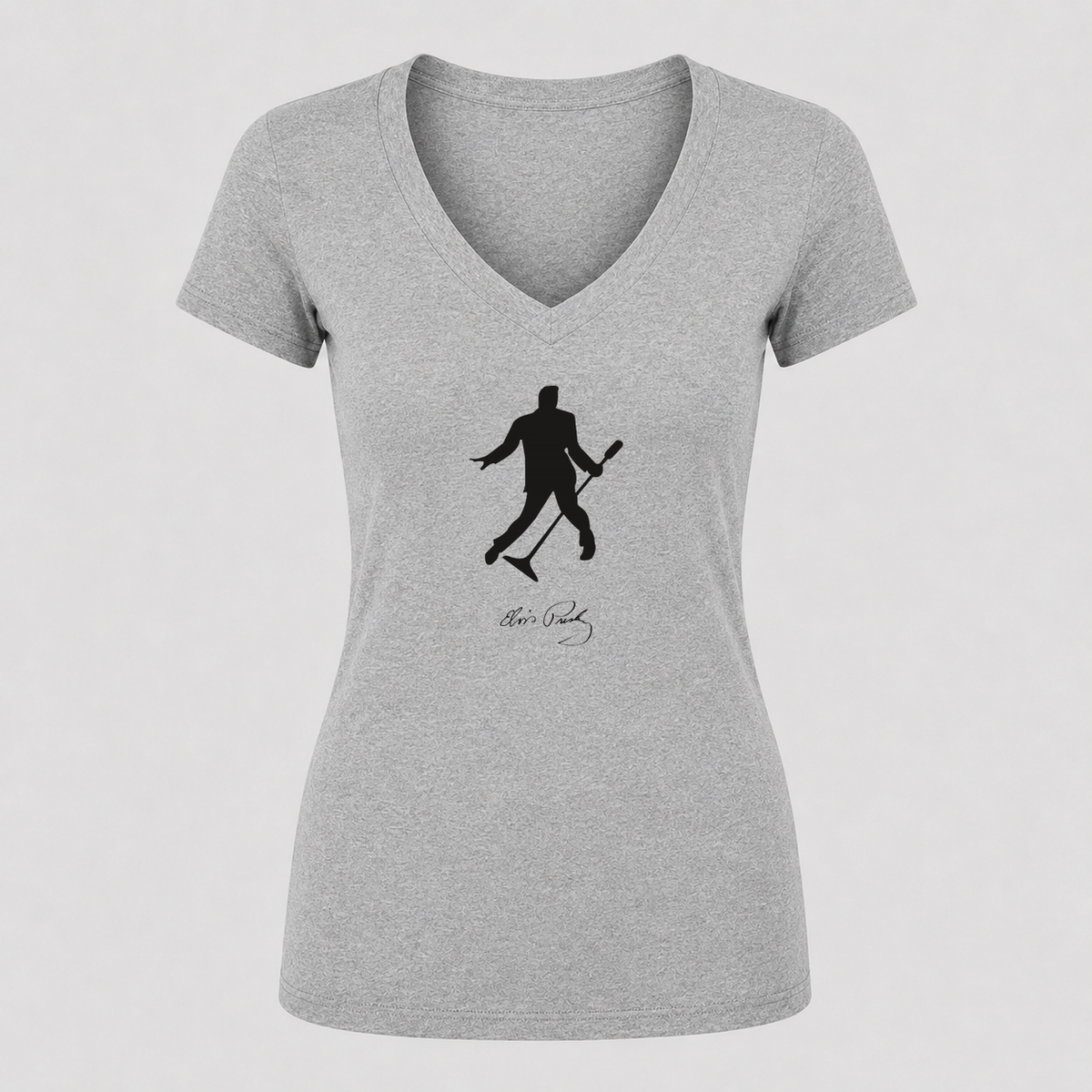 Women's Elvis Presley V Neck T-Shirt in gray