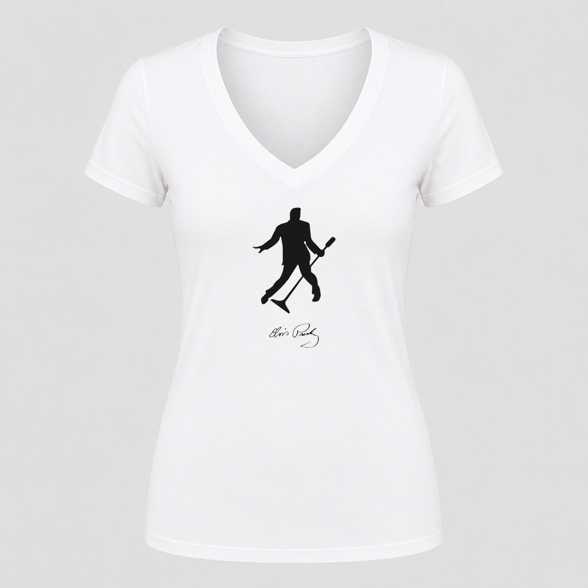 Women's Elvis Presley V Neck T-Shirt in white