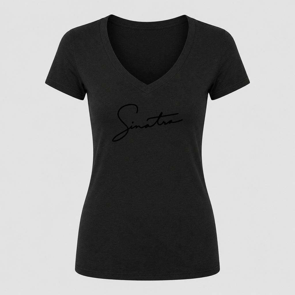 Women's Frank Sinatra V Neck T-Shirt in black