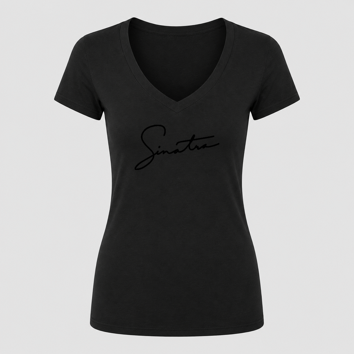 Women's Frank Sinatra V Neck T-Shirt in black