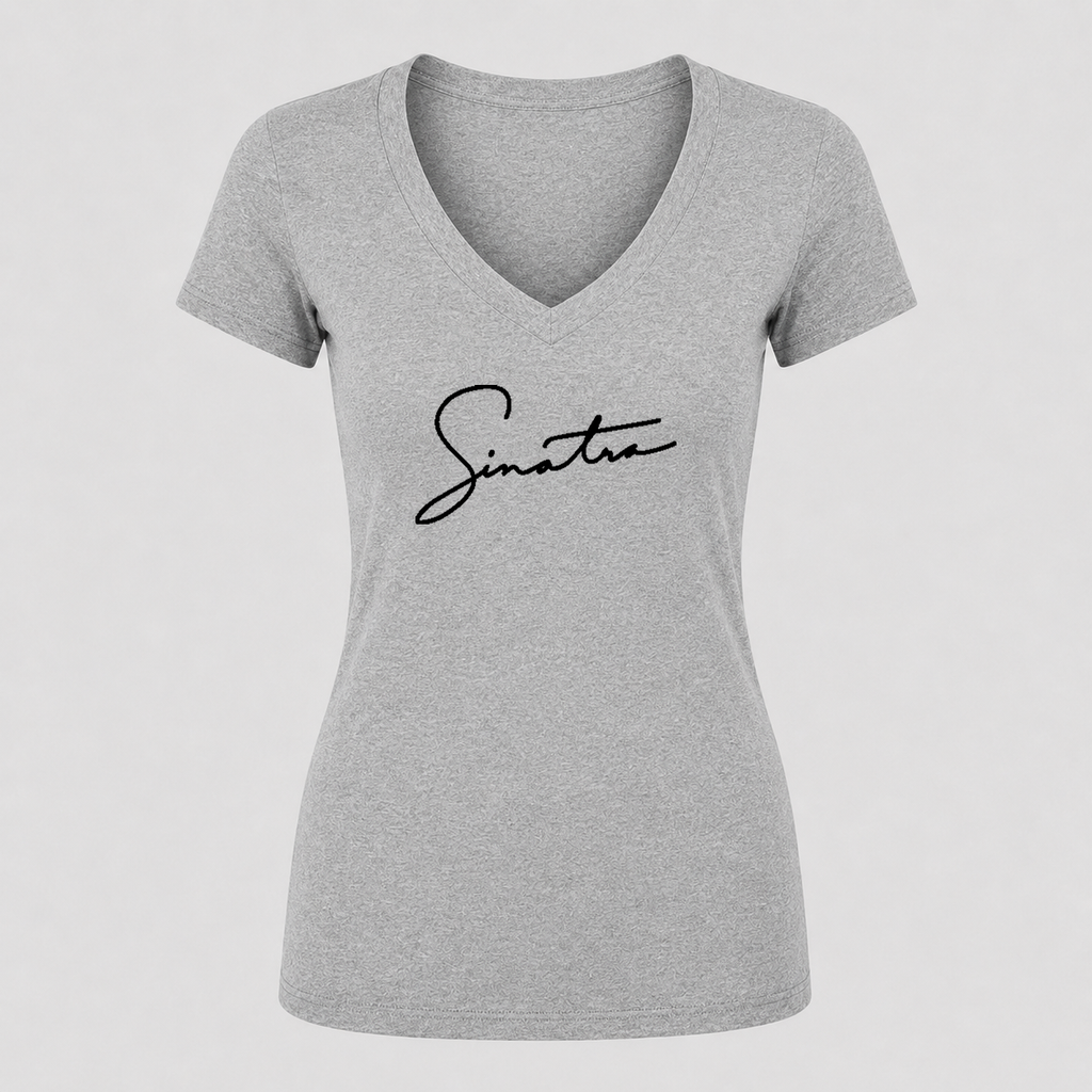 Women's Frank Sinatra V Neck T-Shirt in gray
