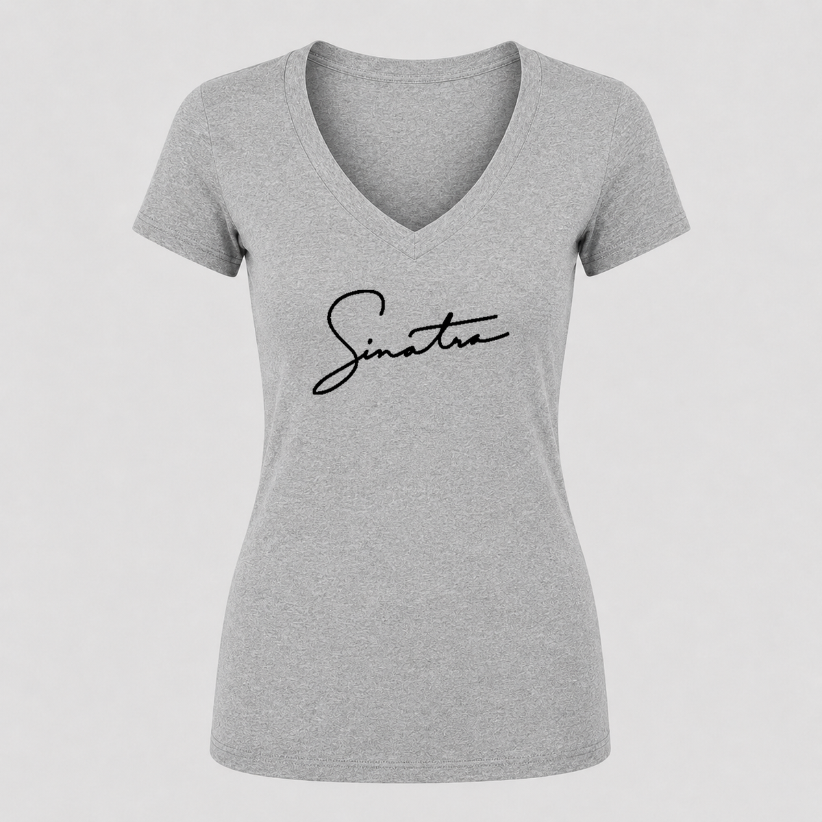 Women's Frank Sinatra V Neck T-Shirt in gray