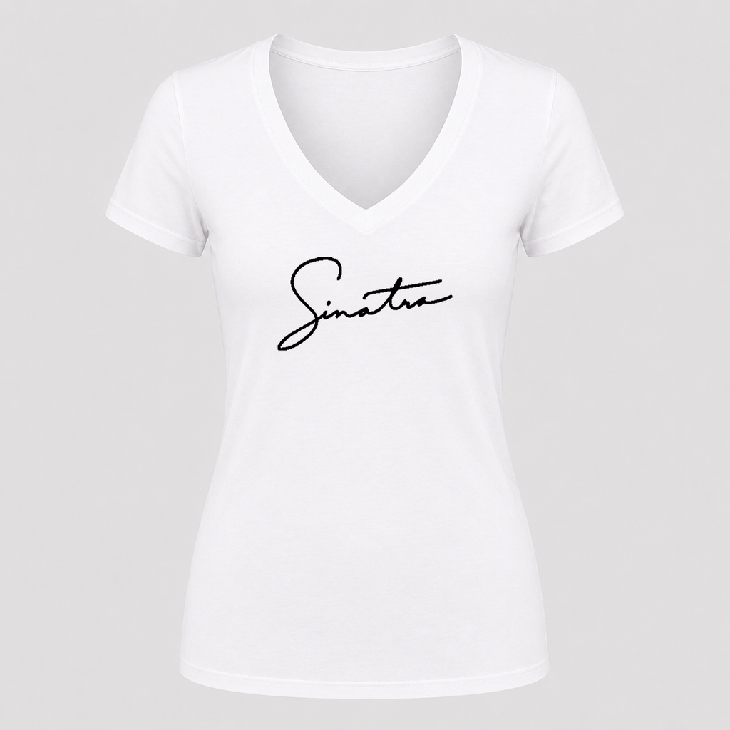 Women's Frank Sinatra V Neck T-Shirt in white