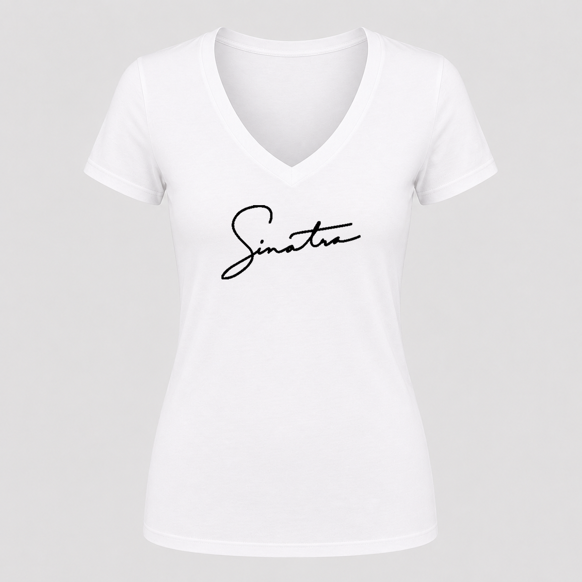 Women's Frank Sinatra V Neck T-Shirt in white
