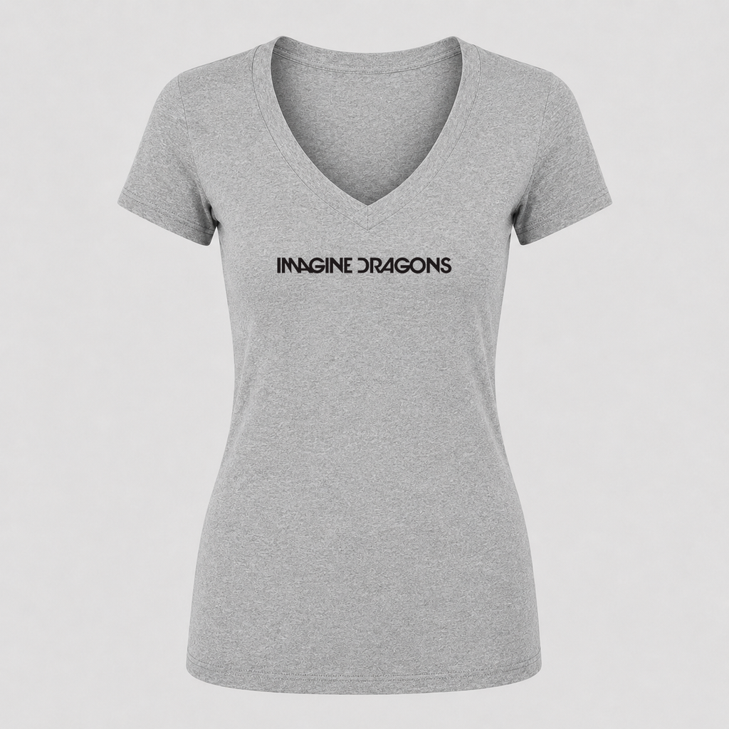 Women's Imagine Dragons V Neck T-Shirt in gray