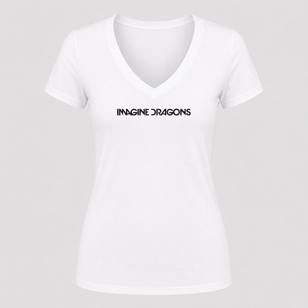 Women's Imagine Dragons V Neck T-Shirt in white