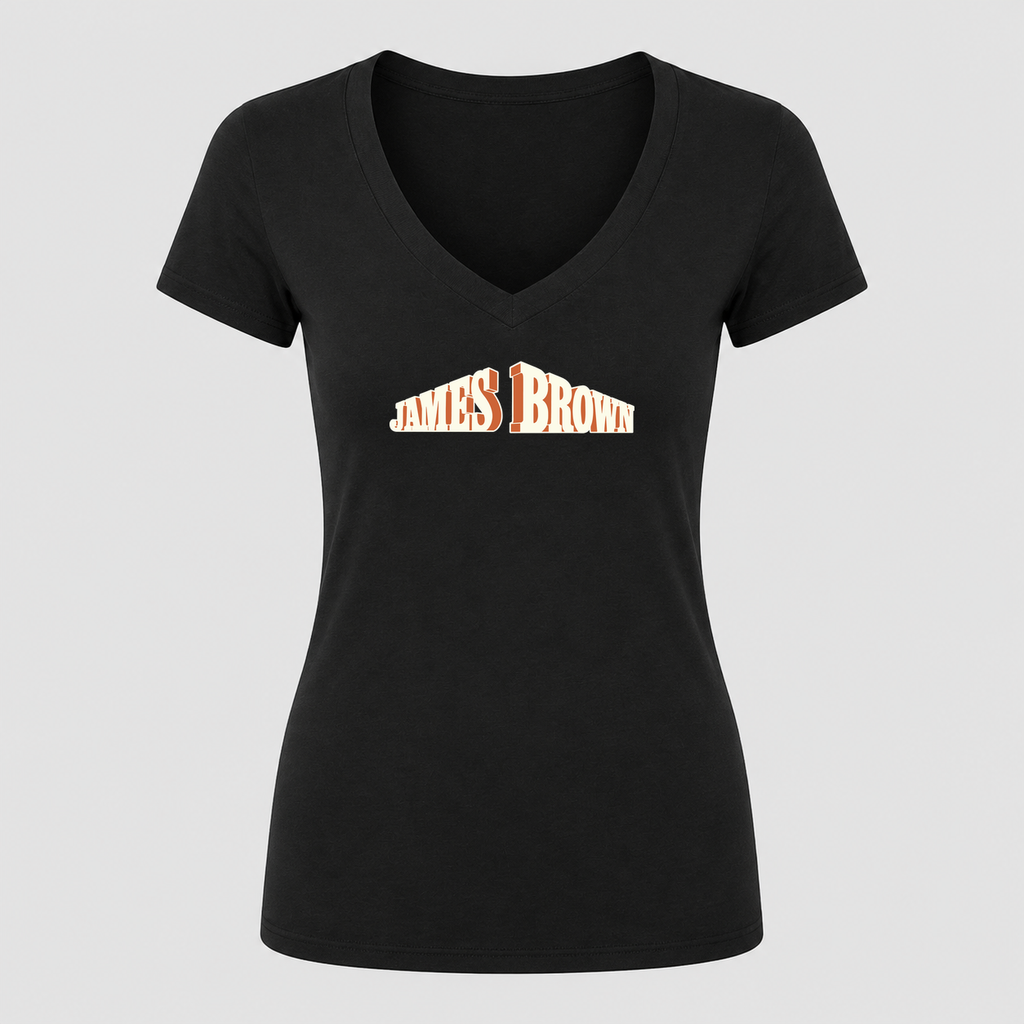 Women's James Brown V Neck T-Shirt in black