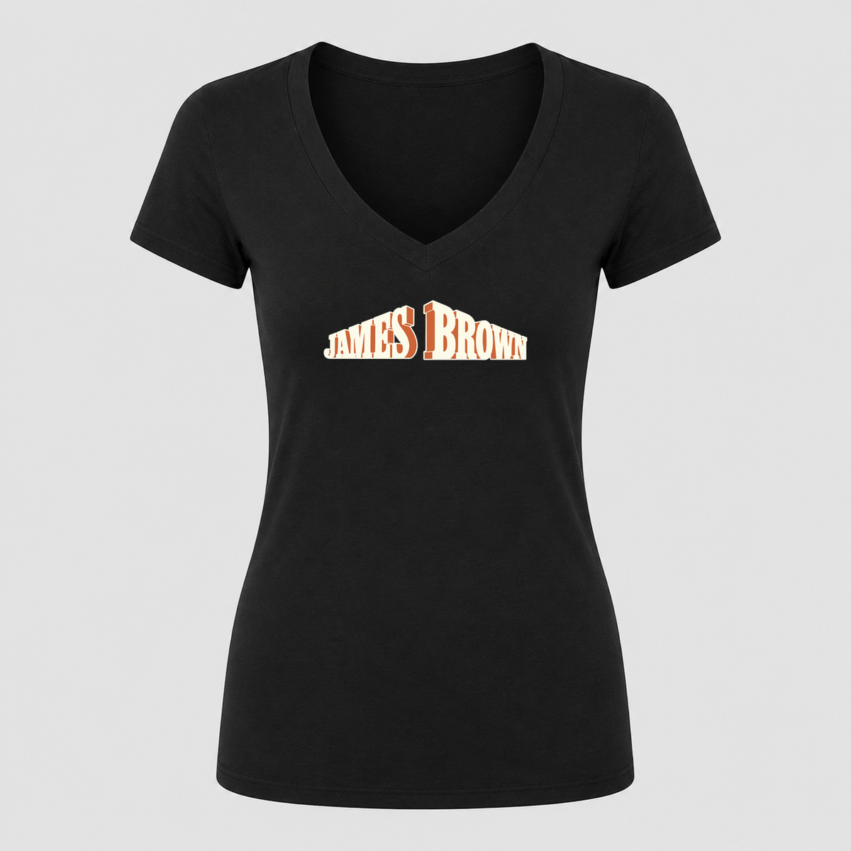Women's James Brown V Neck T-Shirt in black