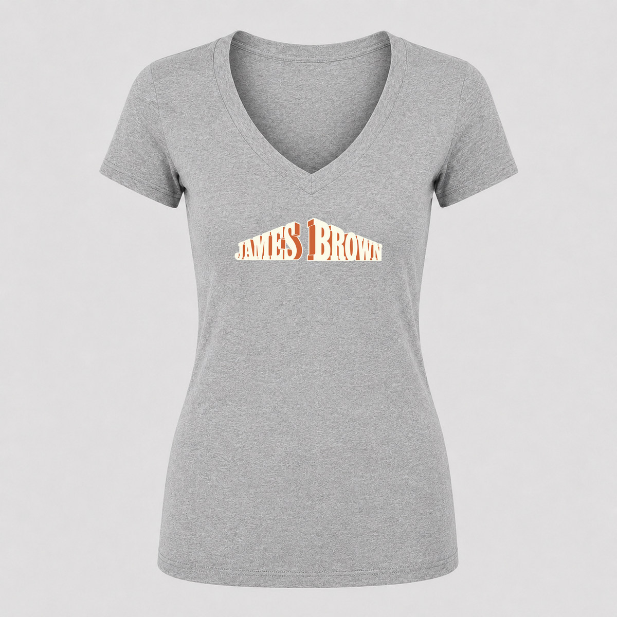 Women's James Brown V Neck T-Shirt in gray