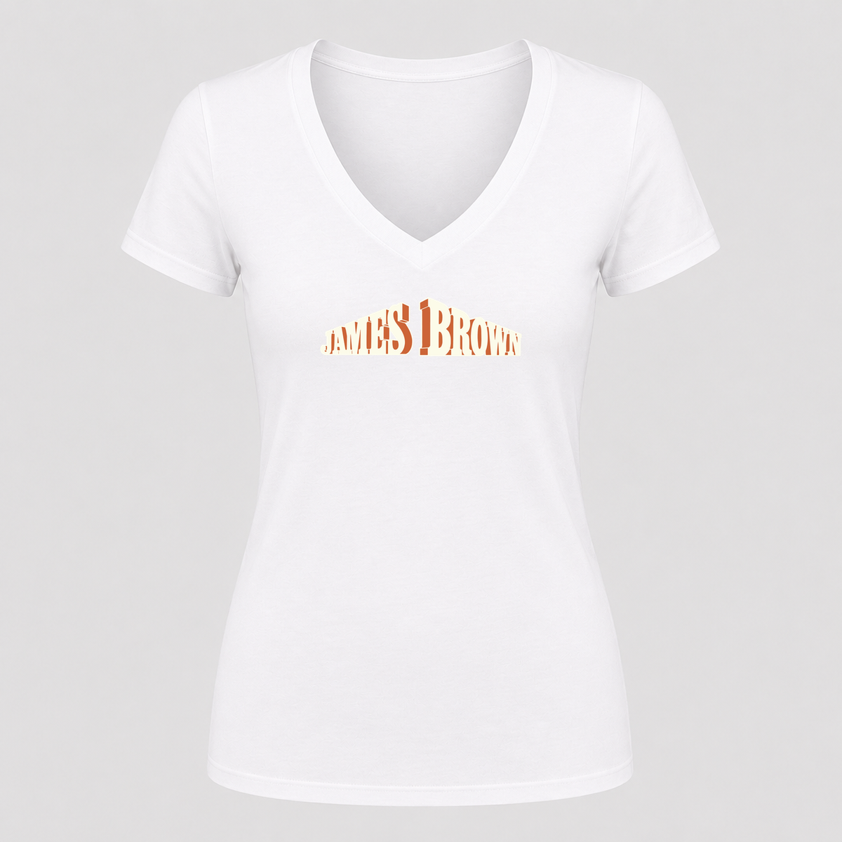 Women's James Brown V Neck T-Shirt in white