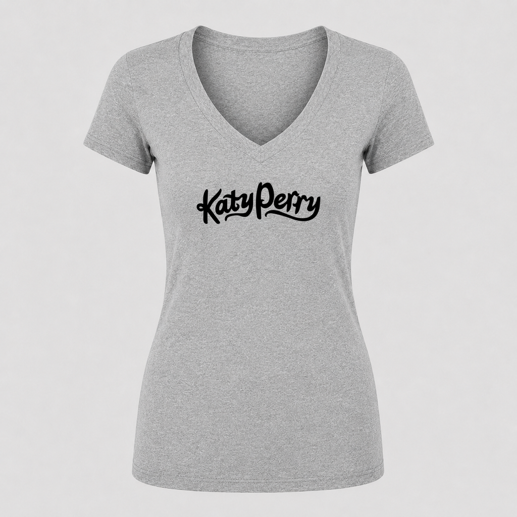 Women's Katy Perry V Neck T-Shirt in gray