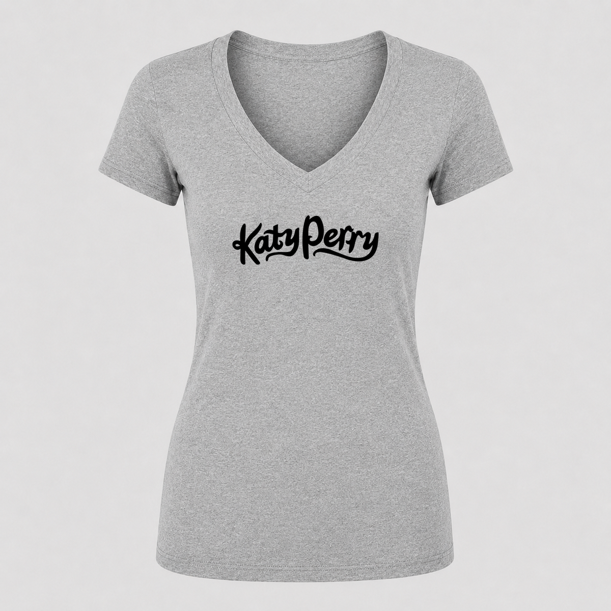 Women's Katy Perry V Neck T-Shirt in gray