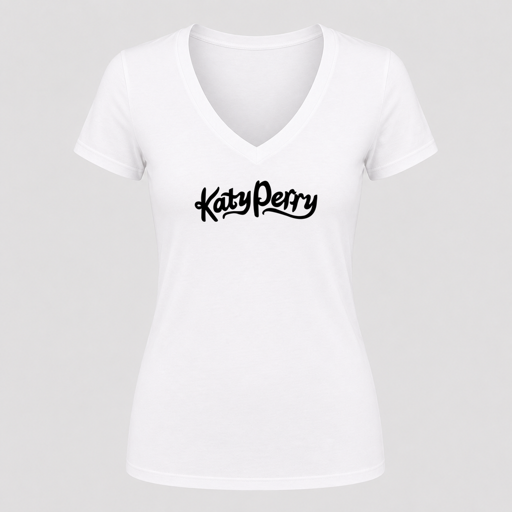 Women's Katy Perry V Neck T-Shirt in white