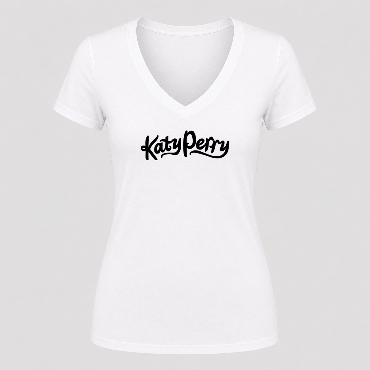 Women's Katy Perry V Neck T-Shirt in white