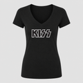 Women's KISS V Neck T-Shirt in black