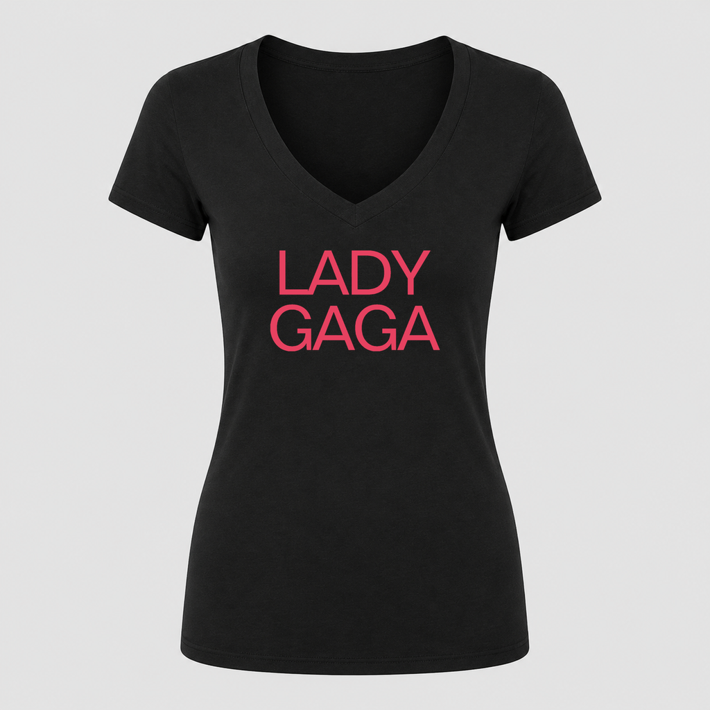 Women's Lady Gaga V Neck T-Shirt in black