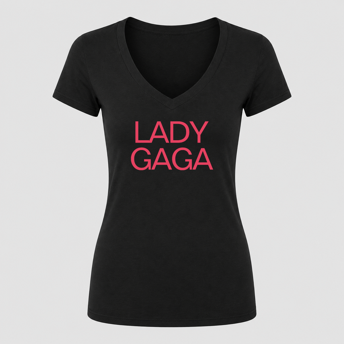 Women's Lady Gaga V Neck T-Shirt in black